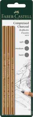 Faber-Castell Pitt Compressed Charcoal Pencils (Soft/Medium/Hard)(Set of 3)