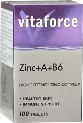 Vitaforce Zinc+A+B6 - High Potency Zinc Complex (100 Tablets)