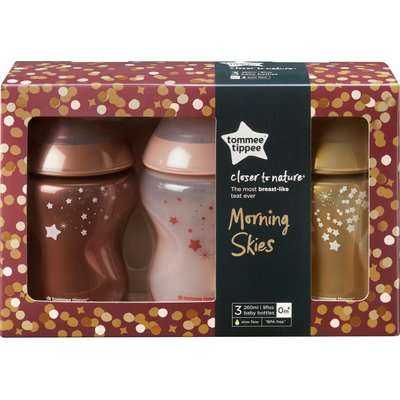 Tommee Tippee Closer To Nature Baby Bottle (3-Pack)(260ml)(Morning Skies)(0 Months +)