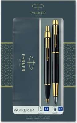 Parker IM Dou Ballpoint Pen and Fountain Pen Set (Black with Gold)