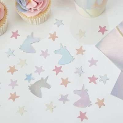 Make a Wish - Iridescent Foiled Unicorn and Star Confetti
