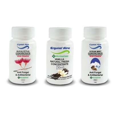 Crystal Aire Purifier Concentrate 3-Pack (Vanilla, Ocean Mist, Eucalyptus)