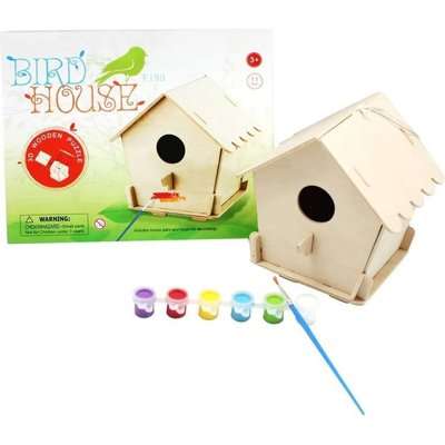 Robotime 3D Wood Puzzle Bird House with Paints - Closed  (11 Pieces)