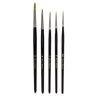 Anna Mason Synthetic Watercolour Brush (Set of 5)(Sizes: 1 x 000, 1 x 0, 1 x 1, 1 x 3, 1 x 5)
