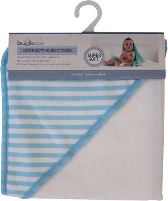 Snuggletime Supersoft Hooded Microfibre Towel (Blue Stripe)