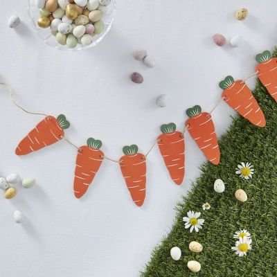 Hoppy Easter - Wooden Carrot Bunting