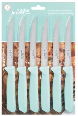 Kitchen Inspire 6-Piece Steak Knife Set (Blue)