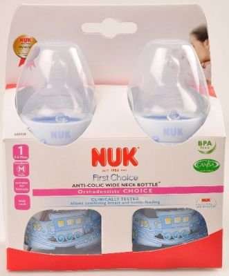 NUK First Choice Bottle with Silicone Teat Twin Pack (150ml)(0-6 Months)(Baby Blue)