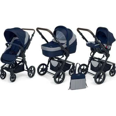 Foppapedretti 3 Chic Travel System with Black Frame (Elegant Blue)