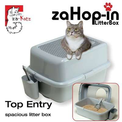 zaHop-in Cat Litter Box (Grey) - Top entry, spacious litter box, ideal for Cat's Best litter picture