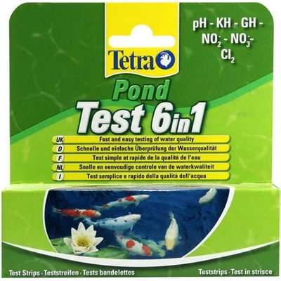 Tetra Pond Test 6-In-1 Test Strips - Fast and Easy Testing of The Water Quality (pH/KH/GH/NO3/NO3/Cl
