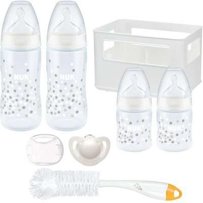 NUK First Choice+ Temperature Control 4 Bottle Starter Pack with Crate - Confetti