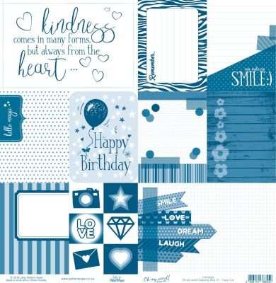 Lady Pattern Paper Oh my word! Collection Paper Die Cut Fussy Cut Sheet (Dazzling Blue Design)