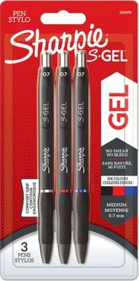 Sharpie S Gel Pens on Card - 0.7mm Assorted (3 Pack)
