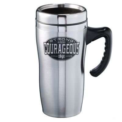 Strong & Courageous (Joshua 1:9) - Stainless Steel Travel Mug