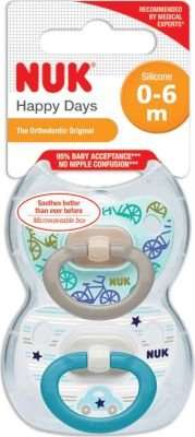 Image result for NUK HAPPY DAYS SOOTHER WITH BOX - BICYCLE/CAR (6-18 Months)