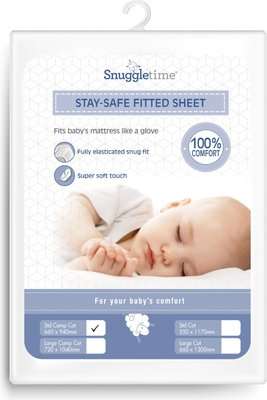 Snuggletime Stay-Safe Fitted Sheet (Standard Camp Cot)(Supplied Colour May Vary)