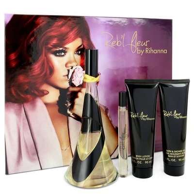 Rihanna Reb'l Fleur Gift Set - 3.4 oz Eau de Parfum + 3 oz Body Lotion + 3 oz Shower Gel + .34 oz Mi