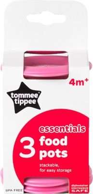Tommee Tippee - Essentials Food Pots & Lids (3 Pack | Supplied Colour May Vary)
