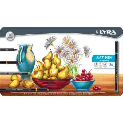 Lyra HI Quality Fine Arts Felt-Tip Pens (Metal Box of 50)