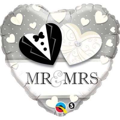 Mr. & Mrs. Wedding Heart Shaped Foil Balloon (46 cm)