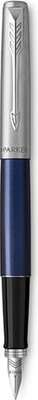 Parker Jotter Fountain Pen - Medium Nib, Blue Ink (Royal Blue with Chrome Trim) - in Gift Box