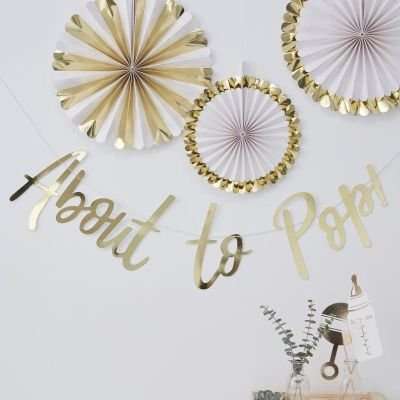 Oh Baby! - Gold Foiled About To Pop Bunting