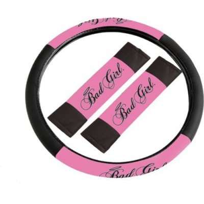 Stingray Bad Girl Steering Wheel Cover & Seatbelt Comforter Set (3 Piece) (Black/Pink)