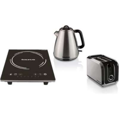 Taurus 3 Piece Set - Single Induction Cooker, Stainless Steel Kettle and 2 Slice Stainless Steel Toa