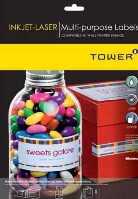Tower W104 Inkjet-Laser Multi-Purpose Labels (25 sheets)(98x139)
