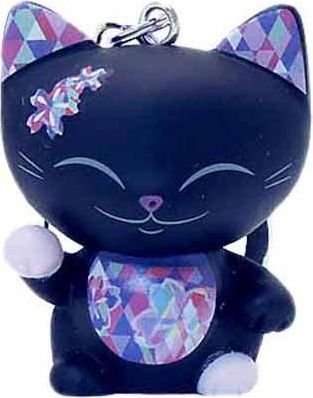 Mani The Lucky Cat Black Purple Keychain