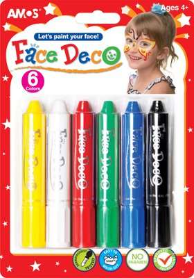 Amos Face Deco Face Paint in Blister Pack (6 Colours)
