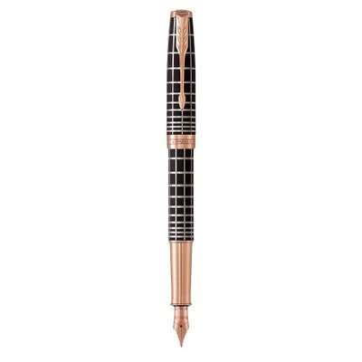 Parker Sonnet Medium Nib Fountain Pen (Brown with Rose Gold Trim)(Black Ink) - Presented in a Gift B