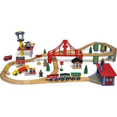 Jeronimo Train Set - Red Bridge Construction (70 Piece)
