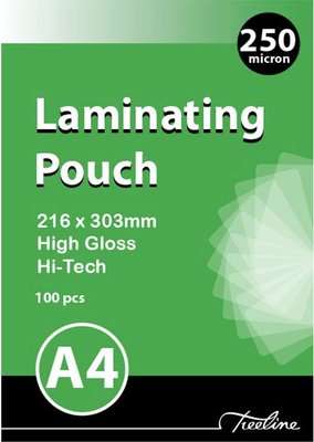 Treeline 250 Micron Laminating Pouches (A4)(216x303mm)(Box of 100)