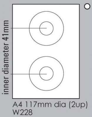 Tower W228 Inkjet-Laser DVD/CD Full Face Labels (25 sheets)(117mm)