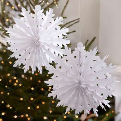 Vintage Noel - Snowflake Fan Tissue Decorations (Pack of 2)