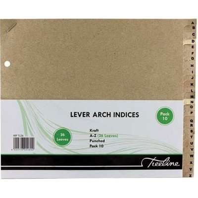 Treeline Kraft Lever Arch Index (26 Leaves)(Pack of 10)