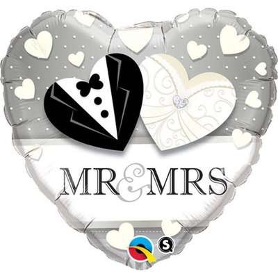 Mr. & Mrs. Wedding Heart Shaped Foil Balloon (46 cm)