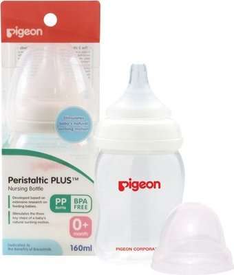 Pigeon SofTouch 0873 Peristaltic Plus Nursing Nursing Bottle (Wide Neck)(160ml)(SS-Cut Teat)(Pidgeon