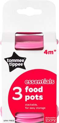 Tommee Tippee - Essentials Food Pots & Lids (3 Pack | Supplied Colour May Vary)