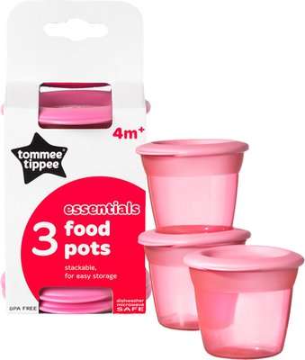 Tommee Tippee - Essentials Food Pots & Lids (3 Pack | Supplied Colour May Vary)