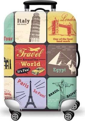 Large Suitcase Cover - World Travel  (72 x 55 x 30 cm)