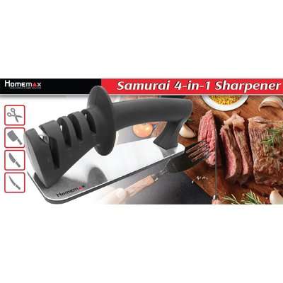 Homemax Samurai 4-in-1 Knife & Scissor Sharpener