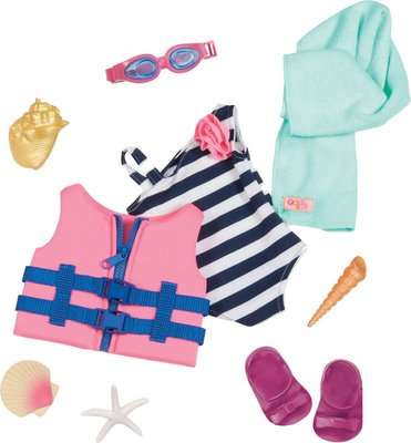 Our Generation Regular Swimsuit & Life Vest - Fun Day Sun Day
