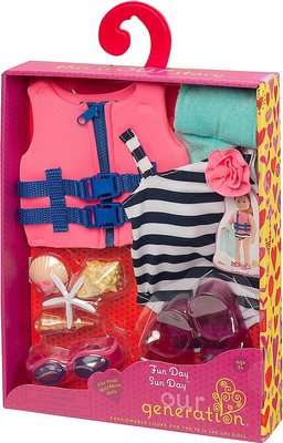 Our Generation Regular Swimsuit & Life Vest - Fun Day Sun Day