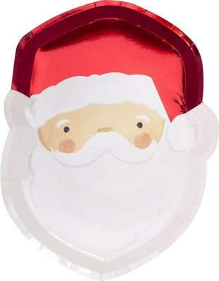 Silly Santa Foiled Santa Christmas Paper Plates (Pack of 8)