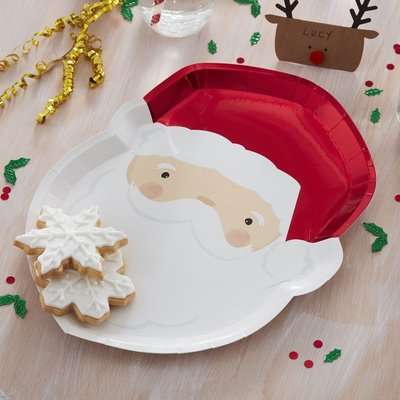 Silly Santa Foiled Santa Christmas Paper Plates (Pack of 8)