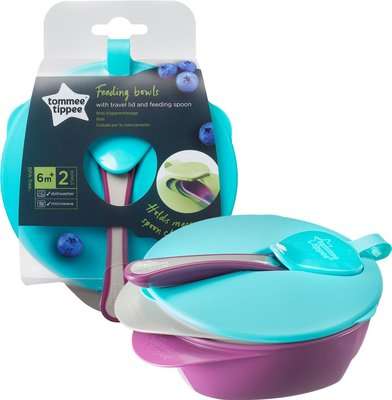 Tommee Tippee - Explora Feeding Bowl with Lid (6 Months + | Supplied Colour May Vary | 2 Bowls)