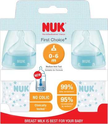 NUK First Choice Bottle with Temperature Control - Stars (0-6 Months)(150ml)(2 Pack)